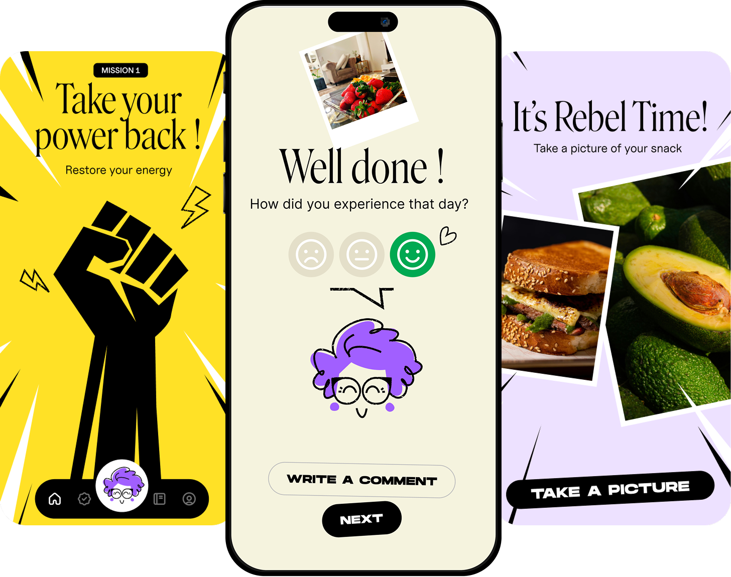 Aperçu de l’application Rebel Food